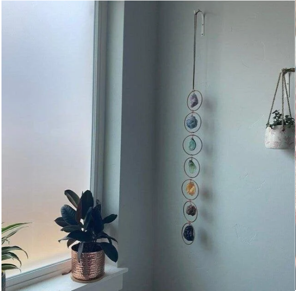 💕Decoración de pared con piedras preciosas de cristal crudo de 7 chakras